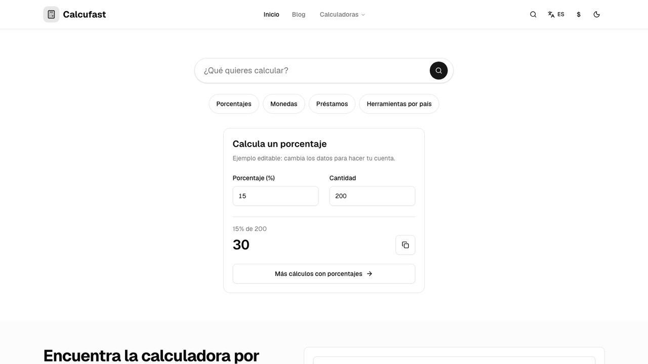 calcufast.com screenshot
